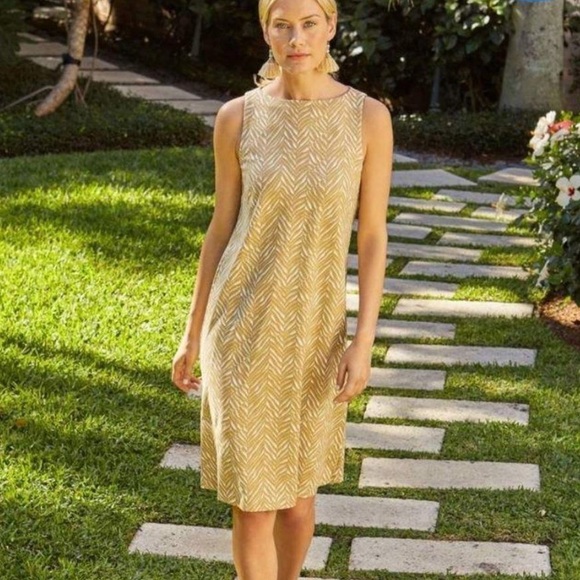 J. McLaughlin Doane Dress Mega Mirror Zebra Print Sleeveless Sand Tan Gold White - Picture 1 of 7